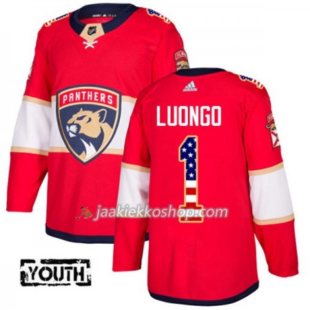 Lapsille NHL Florida Panthers Pelipaita Roberto Luongo 1 Adidas 2017-2018 Punainen USA Flag Fashion Authentic